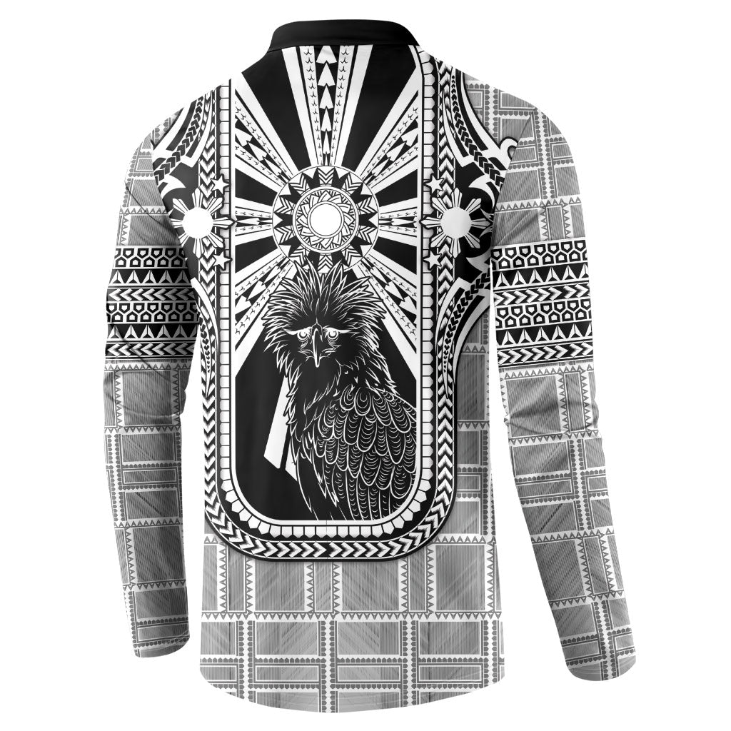 Mabuhay Philippines Festival Button Sweatshirt Philippine Eagle Sun Three Stars Barong Pattern DT05 - Polynesian Pride