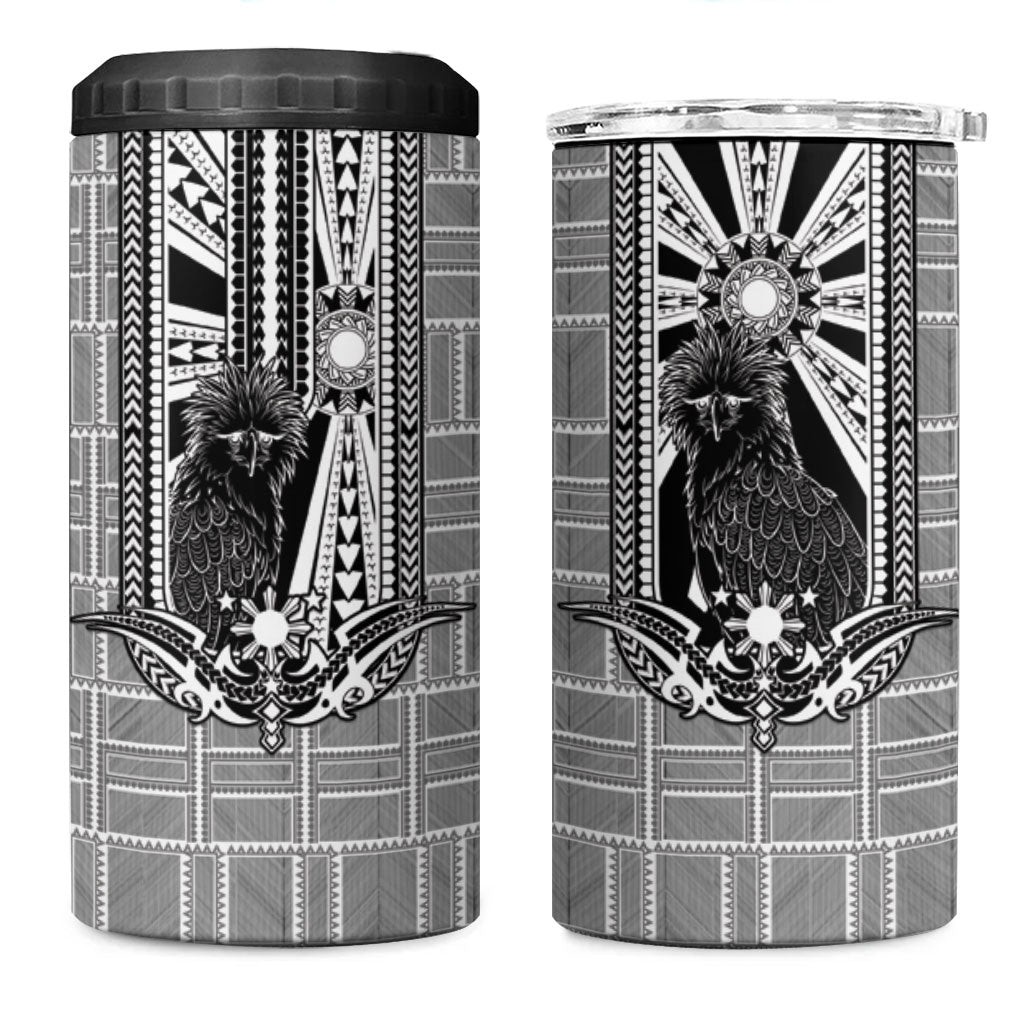 Mabuhay Philippines Festival 4 in 1 Can Cooler Tumbler Philippine Eagle Sun Three Stars Barong Pattern DT05 One Size: 16 oz Gray - Polynesian Pride