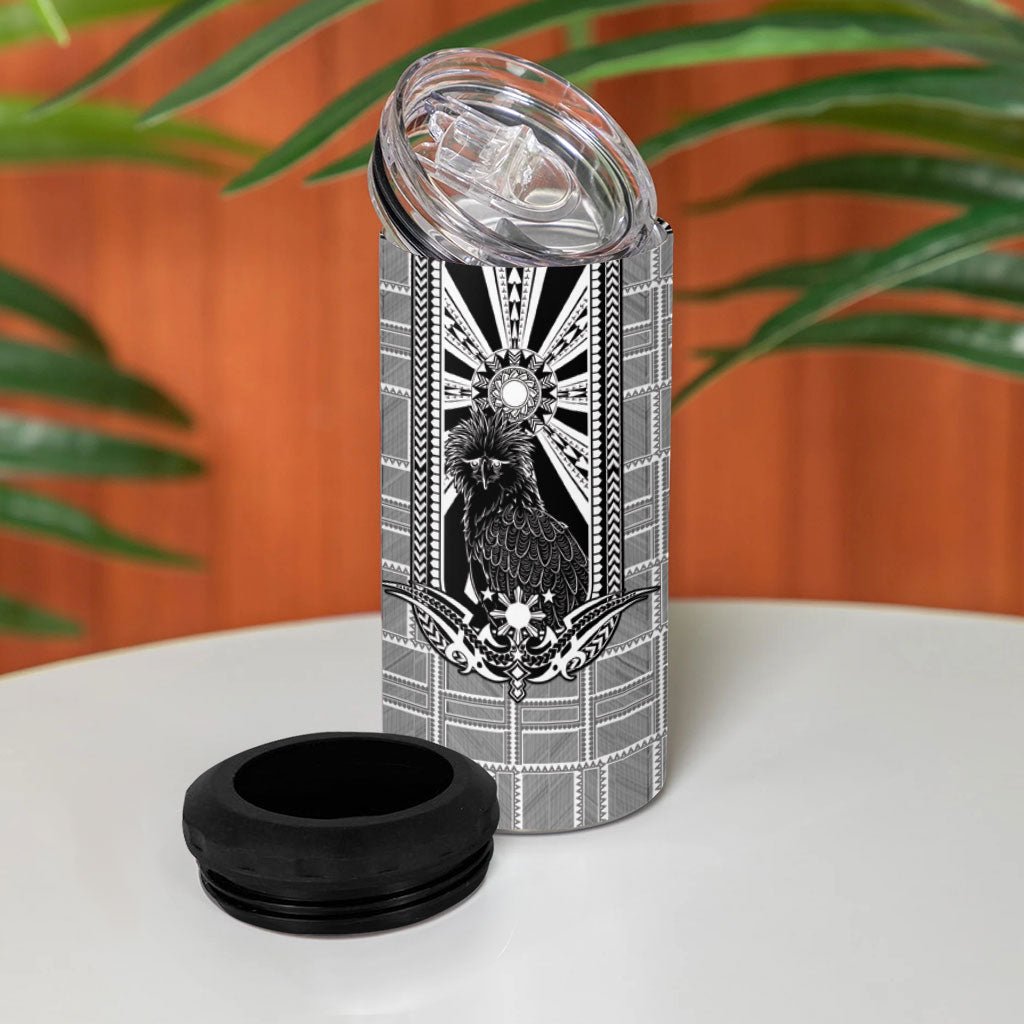 Mabuhay Philippines Festival 4 in 1 Can Cooler Tumbler Philippine Eagle Sun Three Stars Barong Pattern DT05 - Polynesian Pride