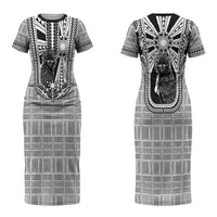 Mabuhay Philippines Festival Couples Matching Short Sleeve Bodycon Dress and Long Sleeve Button Shirt Philippine Eagle Sun Three Stars Barong Pattern DT05 - Polynesian Pride