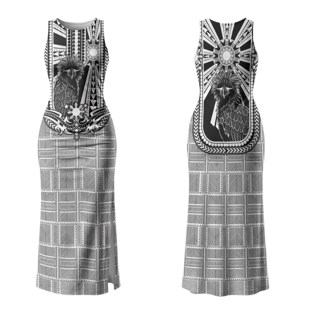 Mabuhay Philippines Festival Couples Matching Tank Maxi Dress and Long Sleeve Button Shirt Philippine Eagle Sun Three Stars Barong Pattern DT05 - Polynesian Pride
