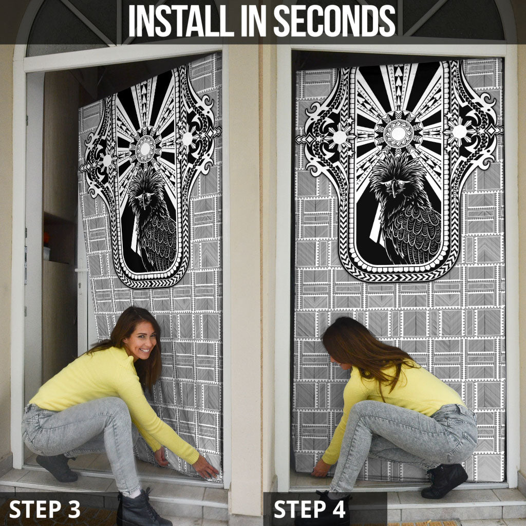 Mabuhay Philippines Festival Door Cover Philippine Eagle Sun Three Stars Barong Pattern