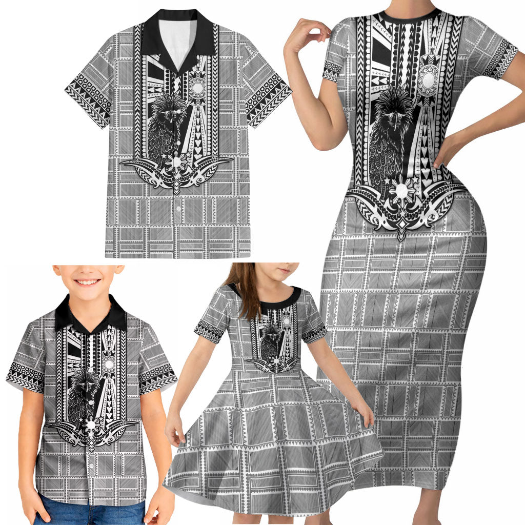 Mabuhay Philippines Festival Family Matching Short Sleeve Bodycon Dress and Hawaiian Shirt Philippine Eagle Sun Three Stars Barong Pattern DT05 - Polynesian Pride