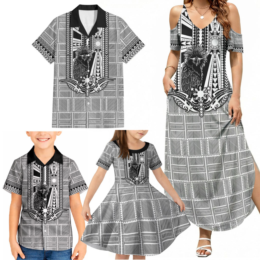 Mabuhay Philippines Festival Family Matching Summer Maxi Dress and Hawaiian Shirt Philippine Eagle Sun Three Stars Barong Pattern