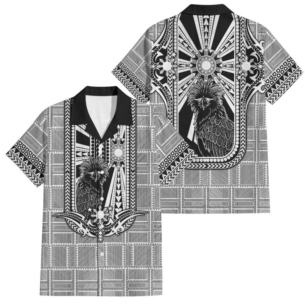 Mabuhay Philippines Festival Family Matching Summer Maxi Dress and Hawaiian Shirt Philippine Eagle Sun Three Stars Barong Pattern DT05 Dad's Shirt - Short Sleeve Gray - Polynesian Pride
