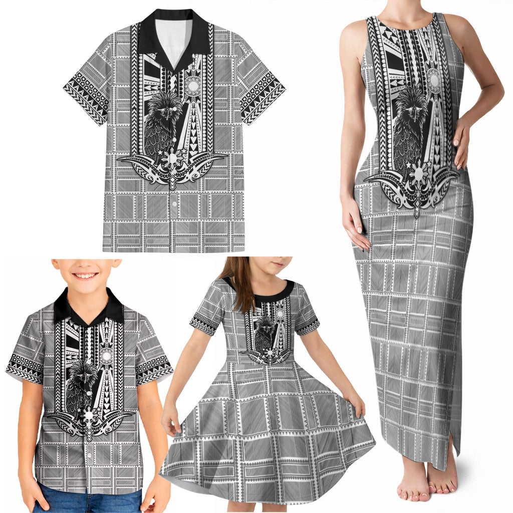 Mabuhay Philippines Festival Family Matching Tank Maxi Dress and Hawaiian Shirt Philippine Eagle Sun Three Stars Barong Pattern