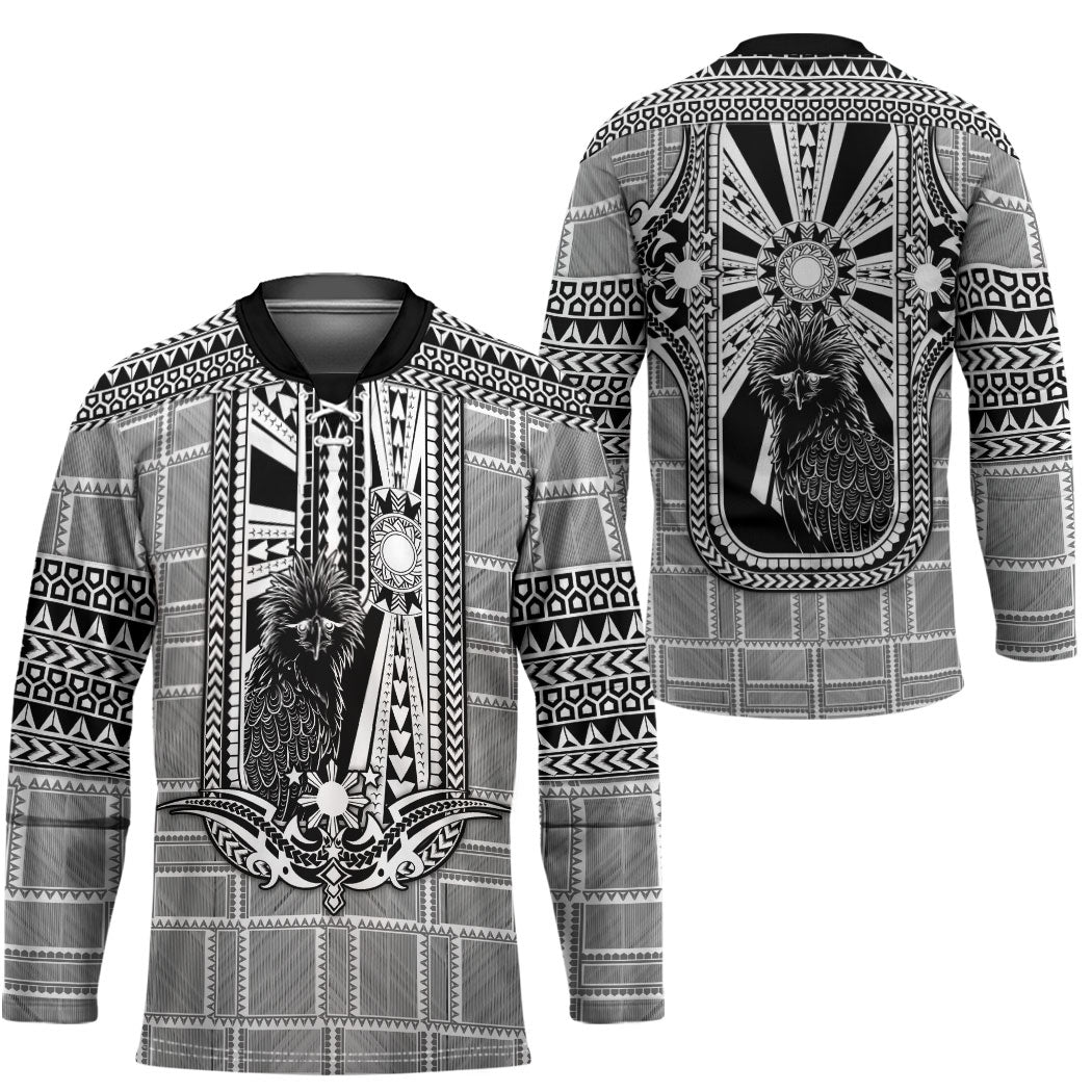 Mabuhay Philippines Festival Hockey Jersey Philippine Eagle Sun Three Stars Barong Pattern DT05 - Polynesian Pride