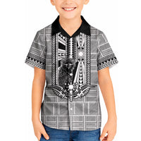 Mabuhay Philippines Festival Kid Hawaiian Shirt Philippine Eagle Sun Three Stars Barong Pattern DT05 Kid Gray - Polynesian Pride