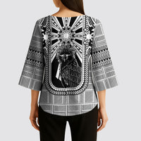 Mabuhay Philippines Festival Kimono Sleeve Blouse Philippine Eagle Sun Three Stars Barong Pattern DT05 - Polynesian Pride