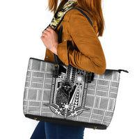 Mabuhay Philippines Festival Leather Tote Bag Philippine Eagle Sun Three Stars Barong Pattern DT05 Gray - Polynesian Pride