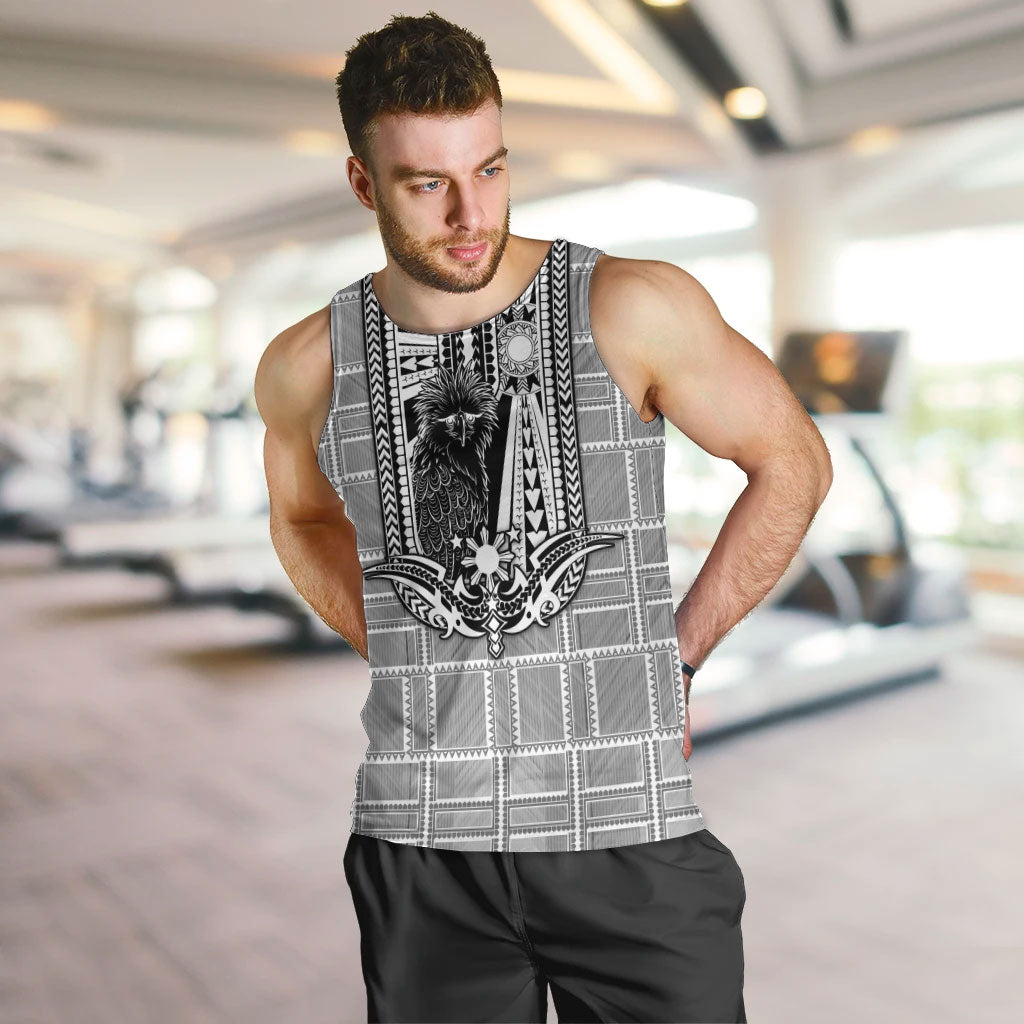 Mabuhay Philippines Festival Men Tank Top Philippine Eagle Sun Three Stars Barong Pattern DT05 Gray - Polynesian Pride