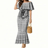 Mabuhay Philippines Festival Mermaid Dress Philippine Eagle Sun Three Stars Barong Pattern DT05 Women Gray - Polynesian Pride