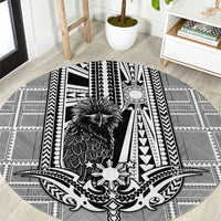 Mabuhay Philippines Festival Round Carpet Philippine Eagle Sun Three Stars Barong Pattern DT05 Gray - Polynesian Pride