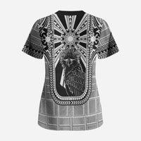 Mabuhay Philippines Festival Scrub Top Philippine Eagle Sun Three Stars Barong Pattern DT05 - Polynesian Pride