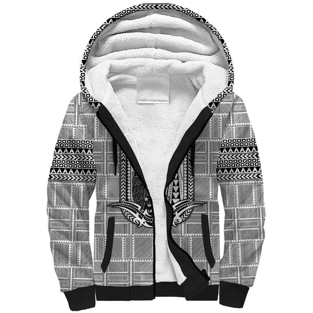 Mabuhay Philippines Festival Sherpa Hoodie Philippine Eagle Sun Three Stars Barong Pattern DT05 Unisex Gray - Polynesian Pride