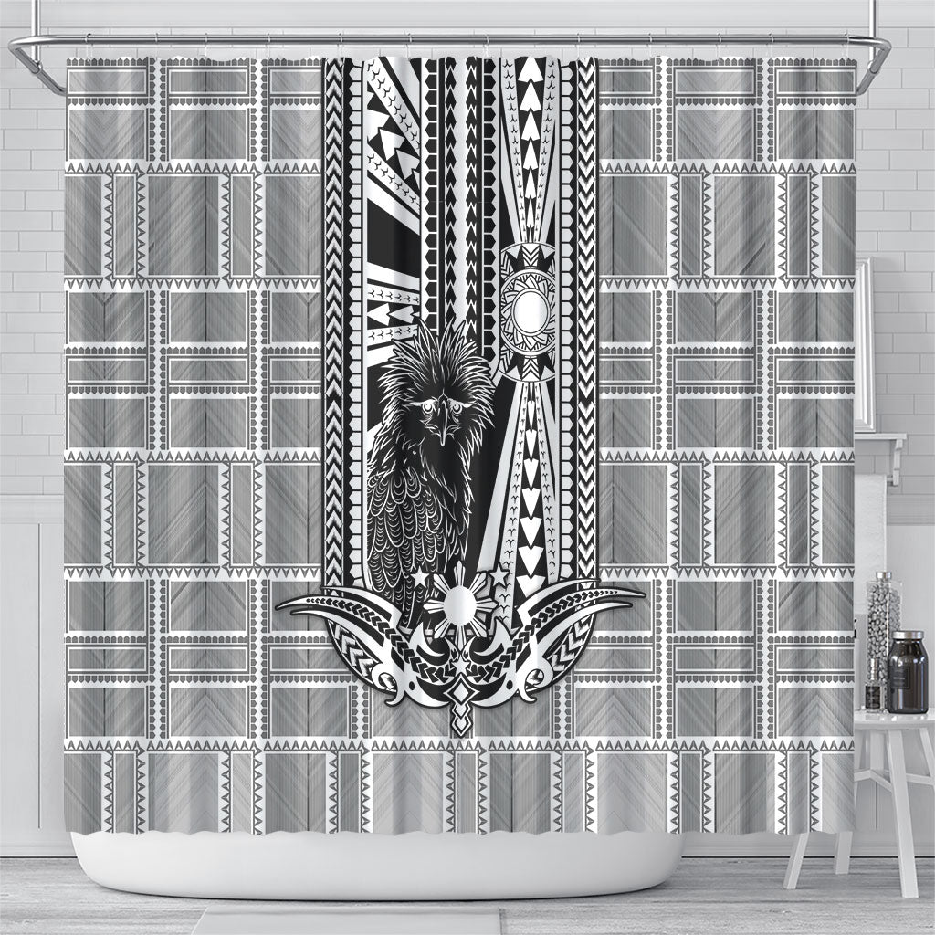 Mabuhay Philippines Festival Shower Curtain Philippine Eagle Sun Three Stars Barong Pattern DT05 - Polynesian Pride