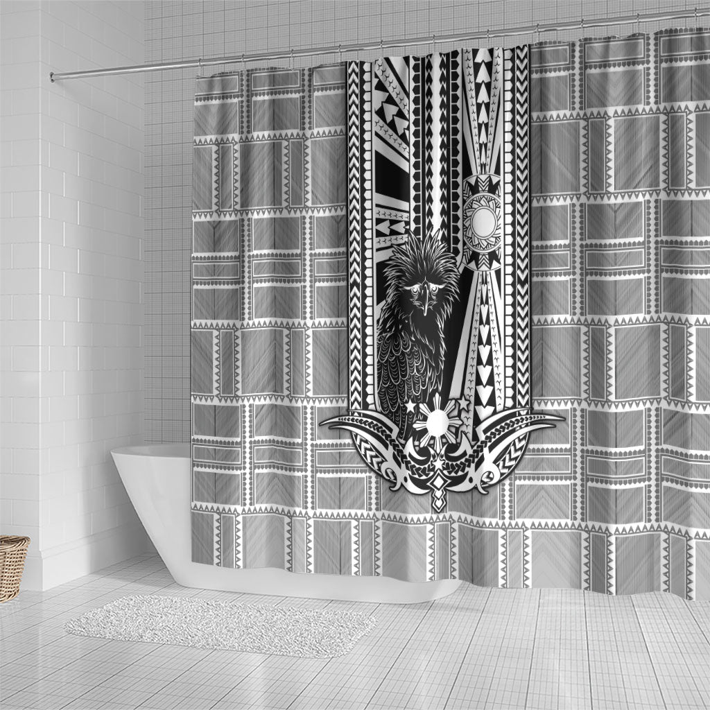 Mabuhay Philippines Festival Shower Curtain Philippine Eagle Sun Three Stars Barong Pattern DT05 - Polynesian Pride