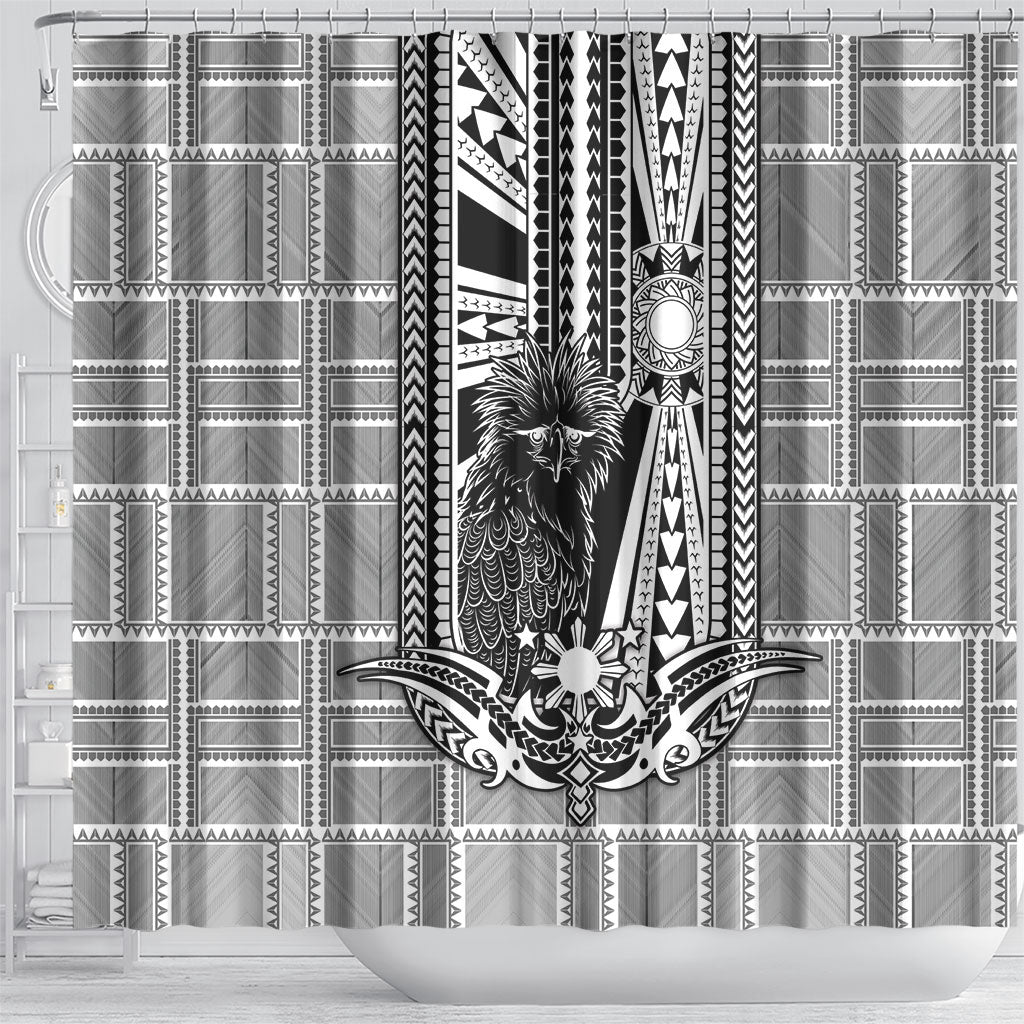 Mabuhay Philippines Festival Shower Curtain Philippine Eagle Sun Three Stars Barong Pattern DT05 - Polynesian Pride