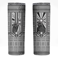 Mabuhay Philippines Festival Skinny Tumbler Philippine Eagle Sun Three Stars Barong Pattern DT05 Gray - Polynesian Pride