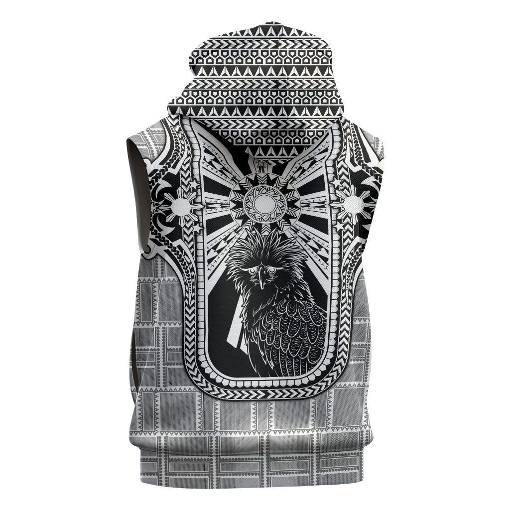 Mabuhay Philippines Festival Sleeveless Hoodie Philippine Eagle Sun Three Stars Barong Pattern DT05 - Polynesian Pride