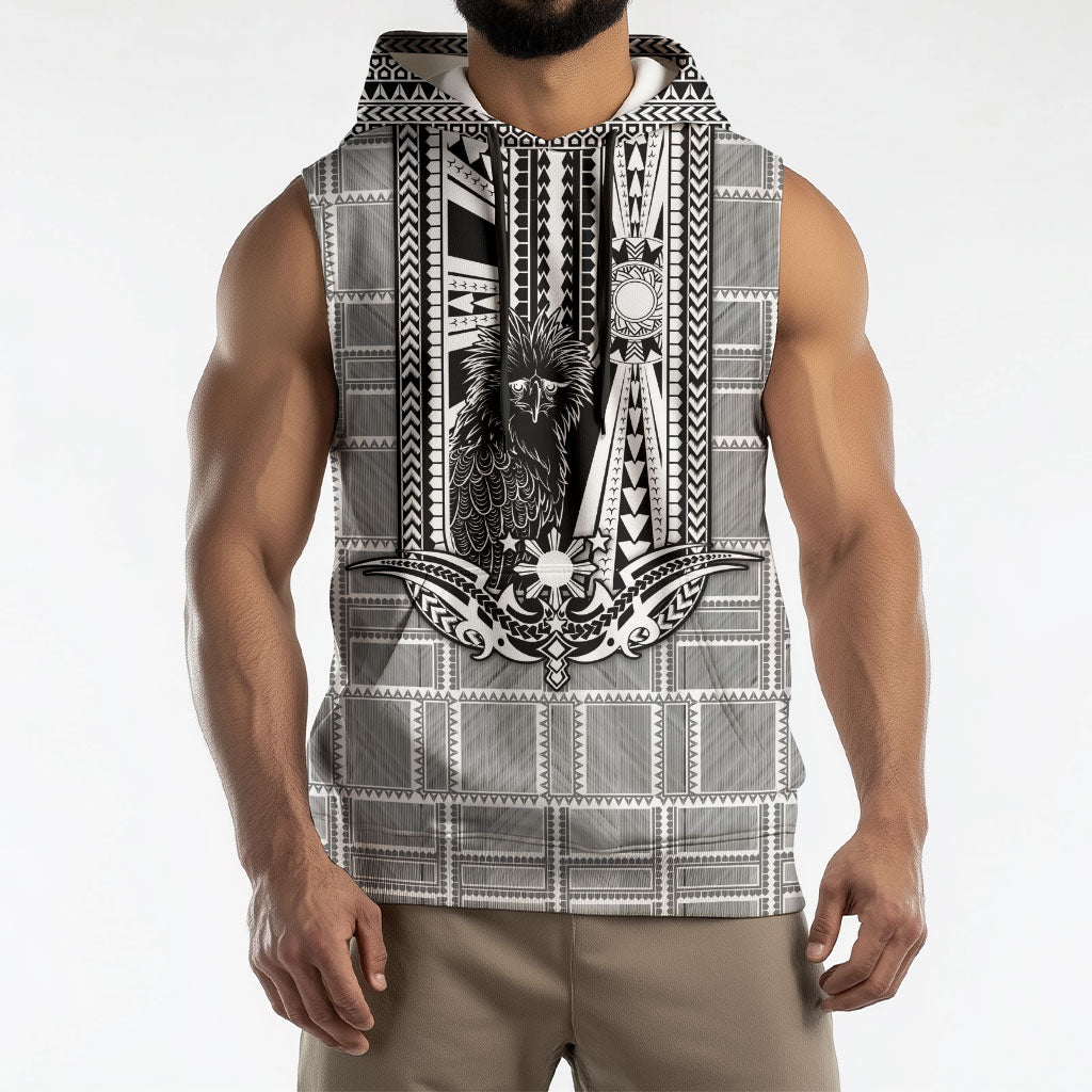Mabuhay Philippines Festival Sleeveless Hoodie Philippine Eagle Sun Three Stars Barong Pattern DT05 - Polynesian Pride