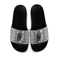 Mabuhay Philippines Festival Slide Sandals Philippine Eagle Sun Three Stars Barong Pattern DT05 Gray - Polynesian Pride