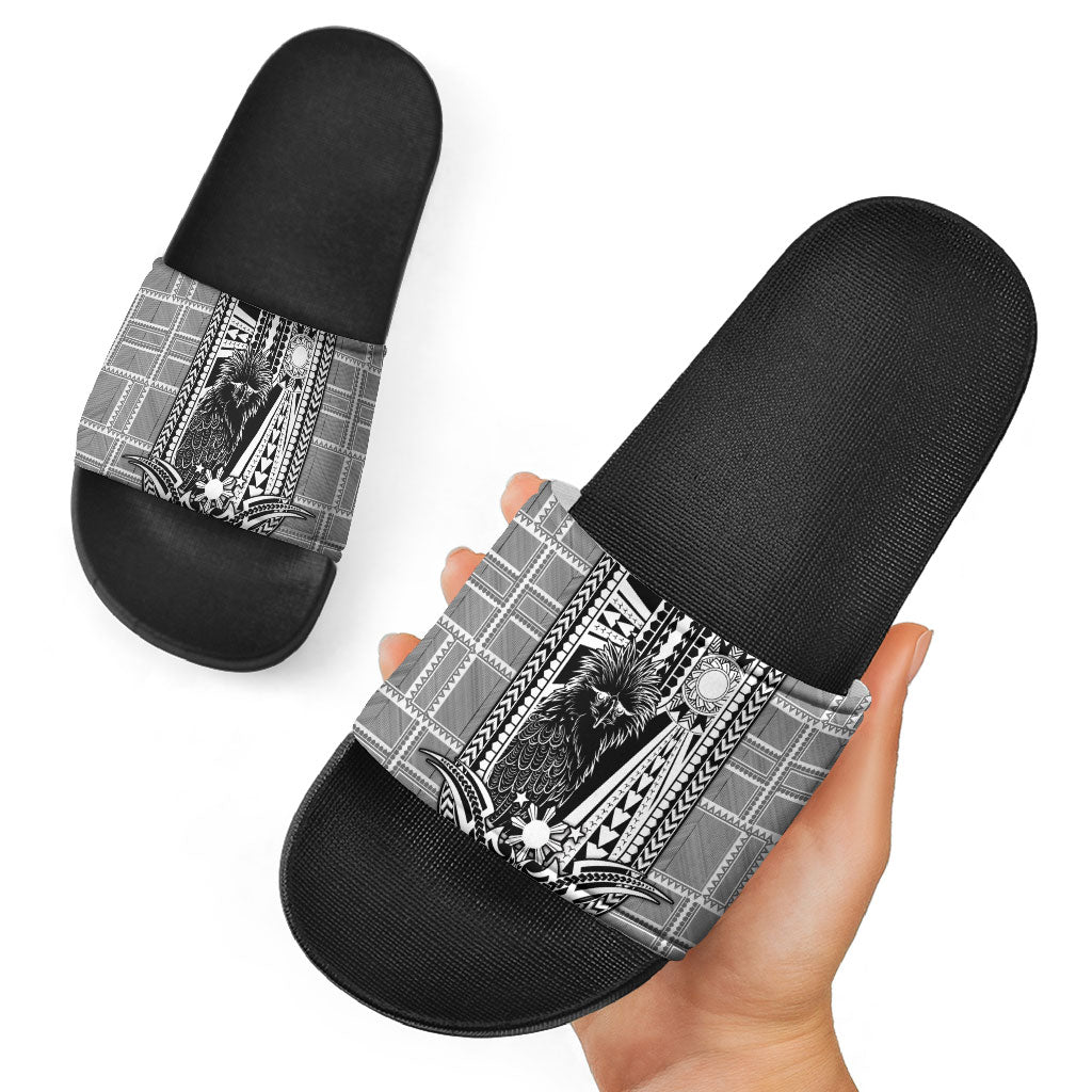 Mabuhay Philippines Festival Slide Sandals Philippine Eagle Sun Three Stars Barong Pattern DT05 - Polynesian Pride