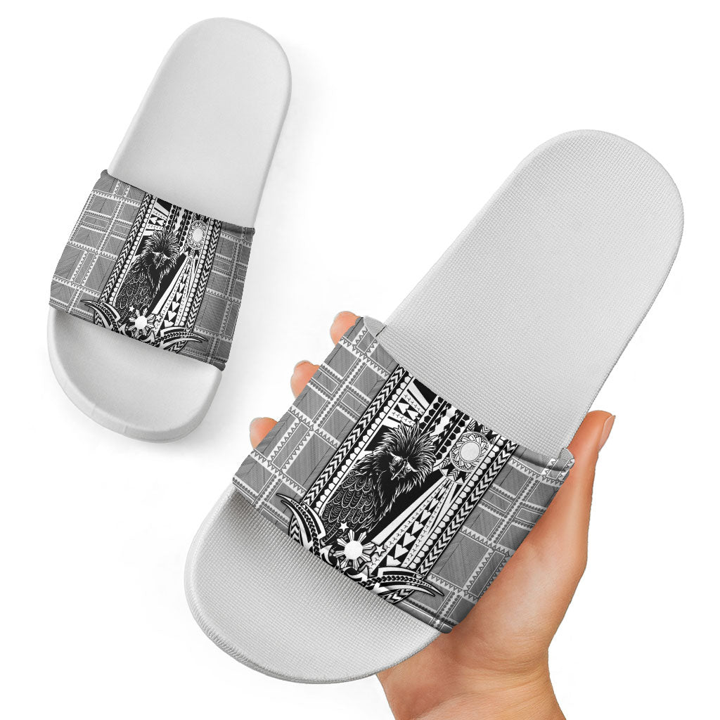 Mabuhay Philippines Festival Slide Sandals Philippine Eagle Sun Three Stars Barong Pattern DT05 - Polynesian Pride