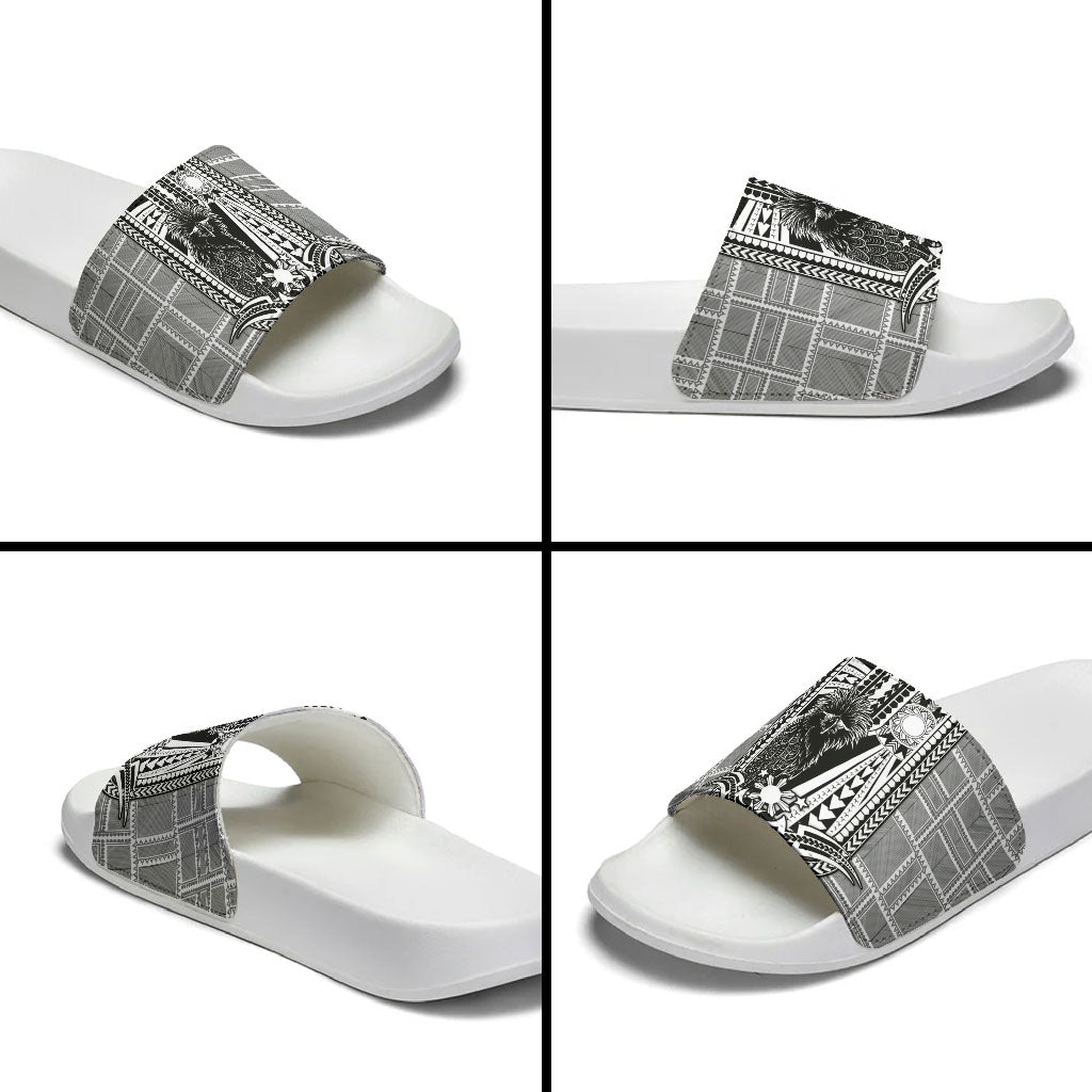 Mabuhay Philippines Festival Slide Sandals Philippine Eagle Sun Three Stars Barong Pattern DT05 - Polynesian Pride