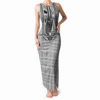 Mabuhay Philippines Festival Tank Maxi Dress Philippine Eagle Sun Three Stars Barong Pattern DT05 Women Gray - Polynesian Pride