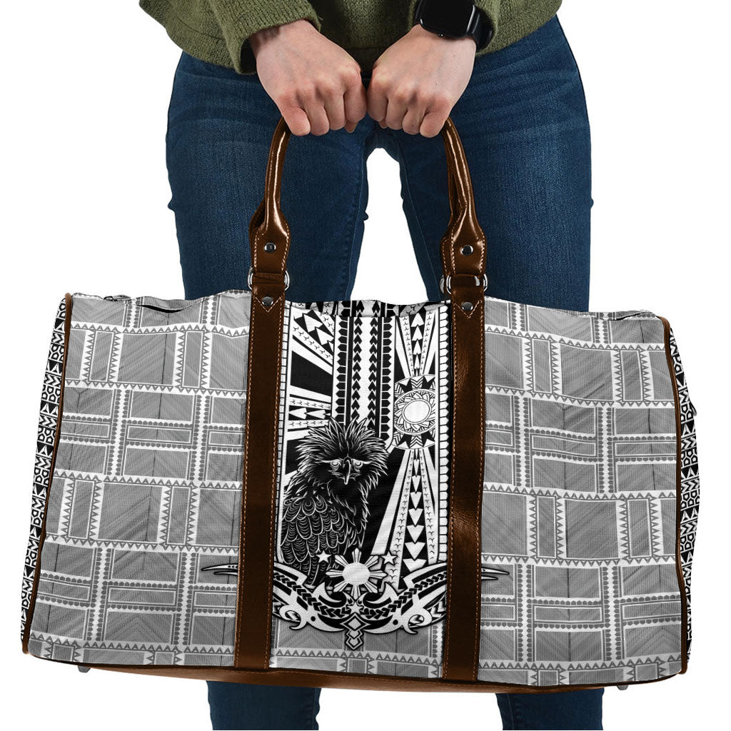 Mabuhay Philippines Festival Travel Bag Philippine Eagle Sun Three Stars Barong Pattern DT05 Gray - Polynesian Pride