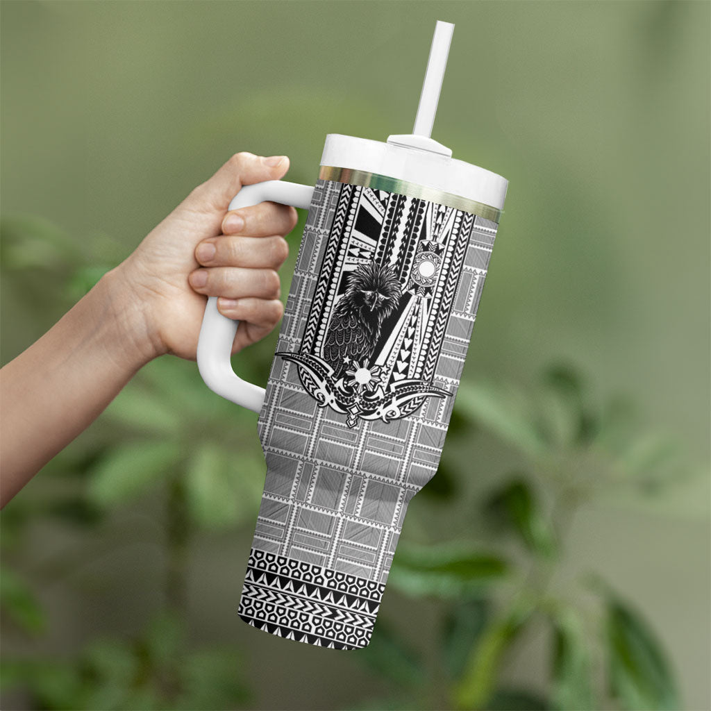 Mabuhay Philippines Festival Tumbler With Handle Philippine Eagle Sun Three Stars Barong Pattern DT05 - Polynesian Pride