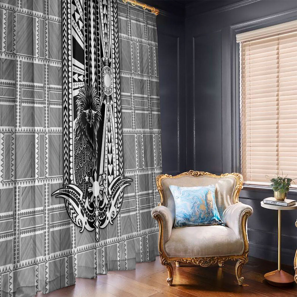 Mabuhay Philippines Festival Window Curtain Philippine Eagle Sun Three Stars Barong Pattern DT05 - Polynesian Pride