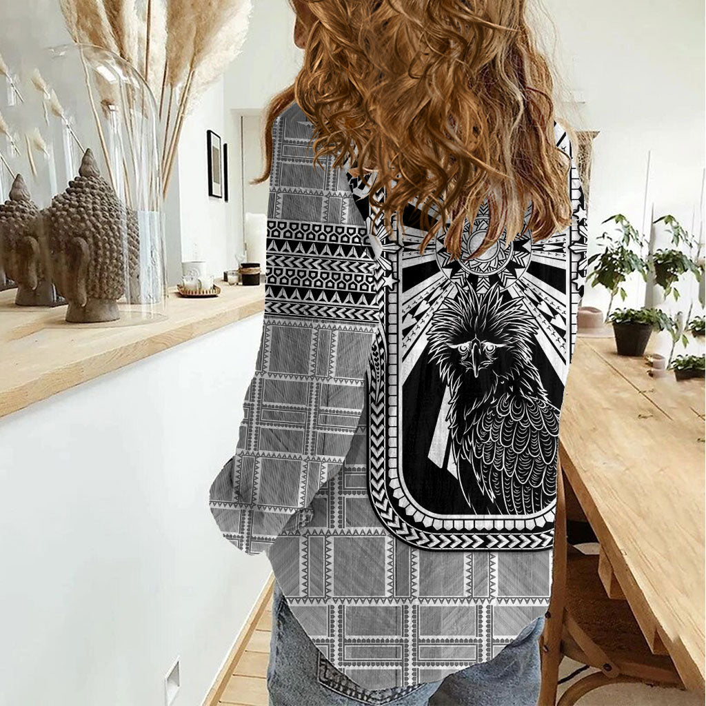Mabuhay Philippines Festival Women Casual Shirt Philippine Eagle Sun Three Stars Barong Pattern DT05 - Polynesian Pride