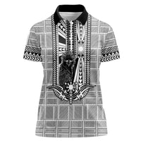 Mabuhay Philippines Festival Women Polo Shirt Philippine Eagle Sun Three Stars Barong Pattern DT05 Female Gray - Polynesian Pride