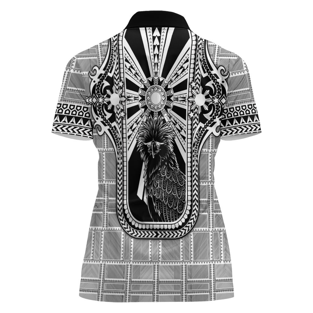 Mabuhay Philippines Festival Women Polo Shirt Philippine Eagle Sun Three Stars Barong Pattern DT05 - Polynesian Pride