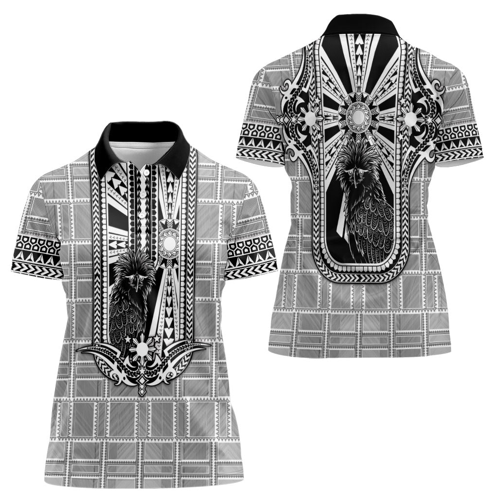 Mabuhay Philippines Festival Women Polo Shirt Philippine Eagle Sun Three Stars Barong Pattern DT05 - Polynesian Pride