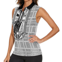 Mabuhay Philippines Festival Women Sleeveless Polo Shirt Philippine Eagle Sun Three Stars Barong Pattern DT05 - Polynesian Pride