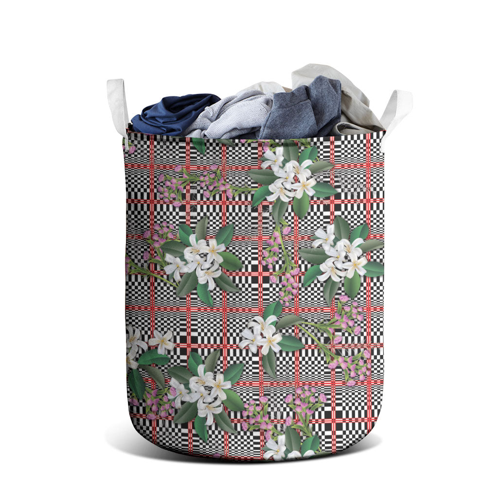 Red Binakol Motifs With Jasminum Sambac Laundry Basket Mabuhay Philippines Festival DT05 - Polynesian Pride