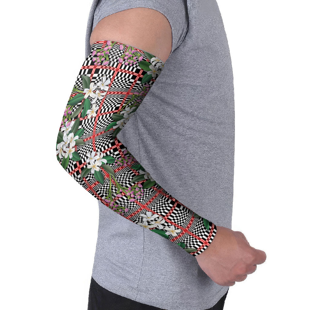Red Binakol Motifs With Jasminum Sambac Arm Sleeves Mabuhay Philippines Festival DT05 - Polynesian Pride