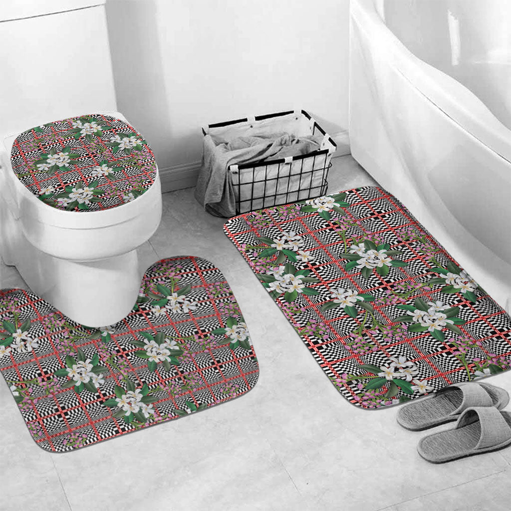 Red Binakol Motifs With Jasminum Sambac Bathroom Set Mabuhay Philippines Festival DT05 Mat Set Only (3 pcs) One Size Red - Polynesian Pride