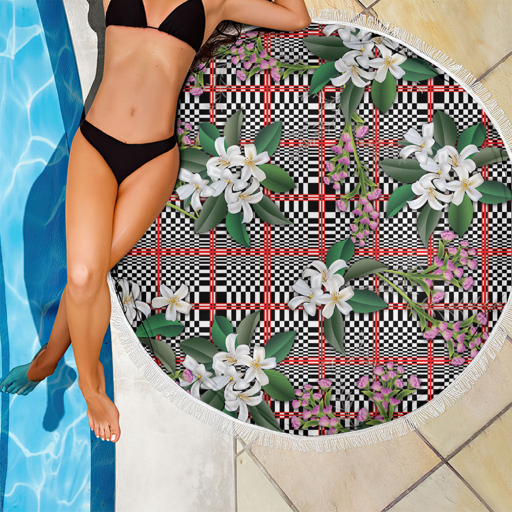 Red Binakol Motifs With Jasminum Sambac Beach Blanket Mabuhay Philippines Festival DT05 - Polynesian Pride