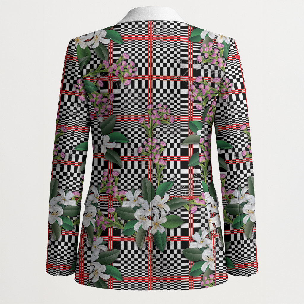 Red Binakol Motifs With Jasminum Sambac Blazer Mabuhay Philippines Festival DT05 - Polynesian Pride