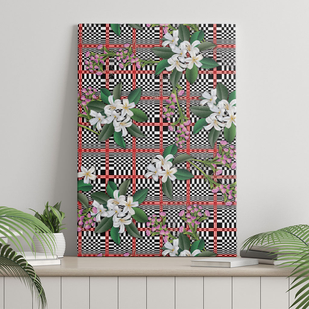 Red Binakol Motifs With Jasminum Sambac Canvas Wall Art Mabuhay Philippines Festival DT05 - Polynesian Pride