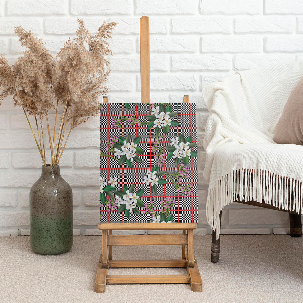 Red Binakol Motifs With Jasminum Sambac Canvas Wall Art Mabuhay Philippines Festival DT05 - Polynesian Pride