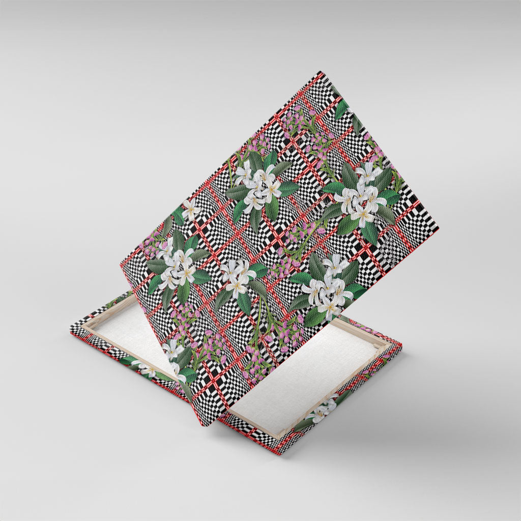Red Binakol Motifs With Jasminum Sambac Canvas Wall Art Mabuhay Philippines Festival DT05 With Frame Red - Polynesian Pride