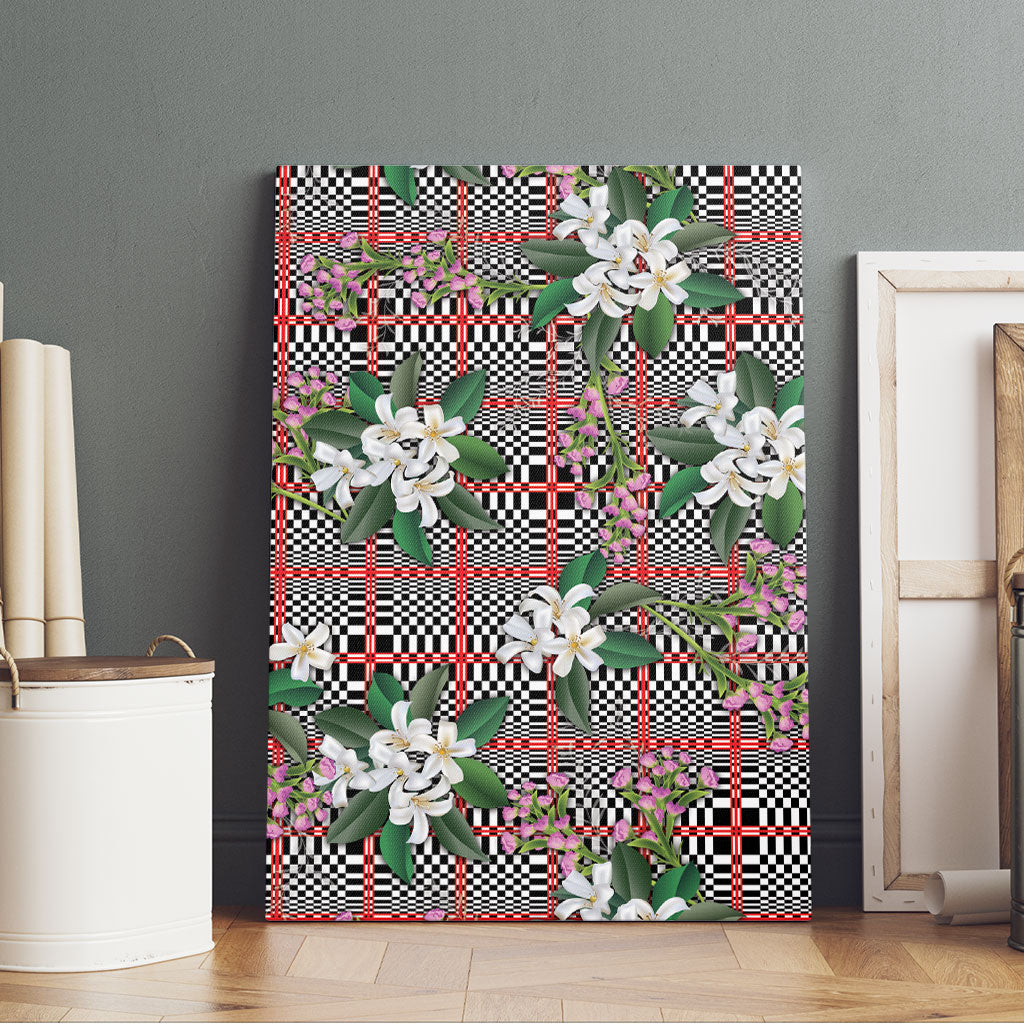 Red Binakol Motifs With Jasminum Sambac Canvas Wall Art Mabuhay Philippines Festival DT05 - Polynesian Pride