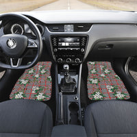Red Binakol Motifs With Jasminum Sambac Car Mats Mabuhay Philippines Festival DT05 Set 2pcs - Front Red - Polynesian Pride