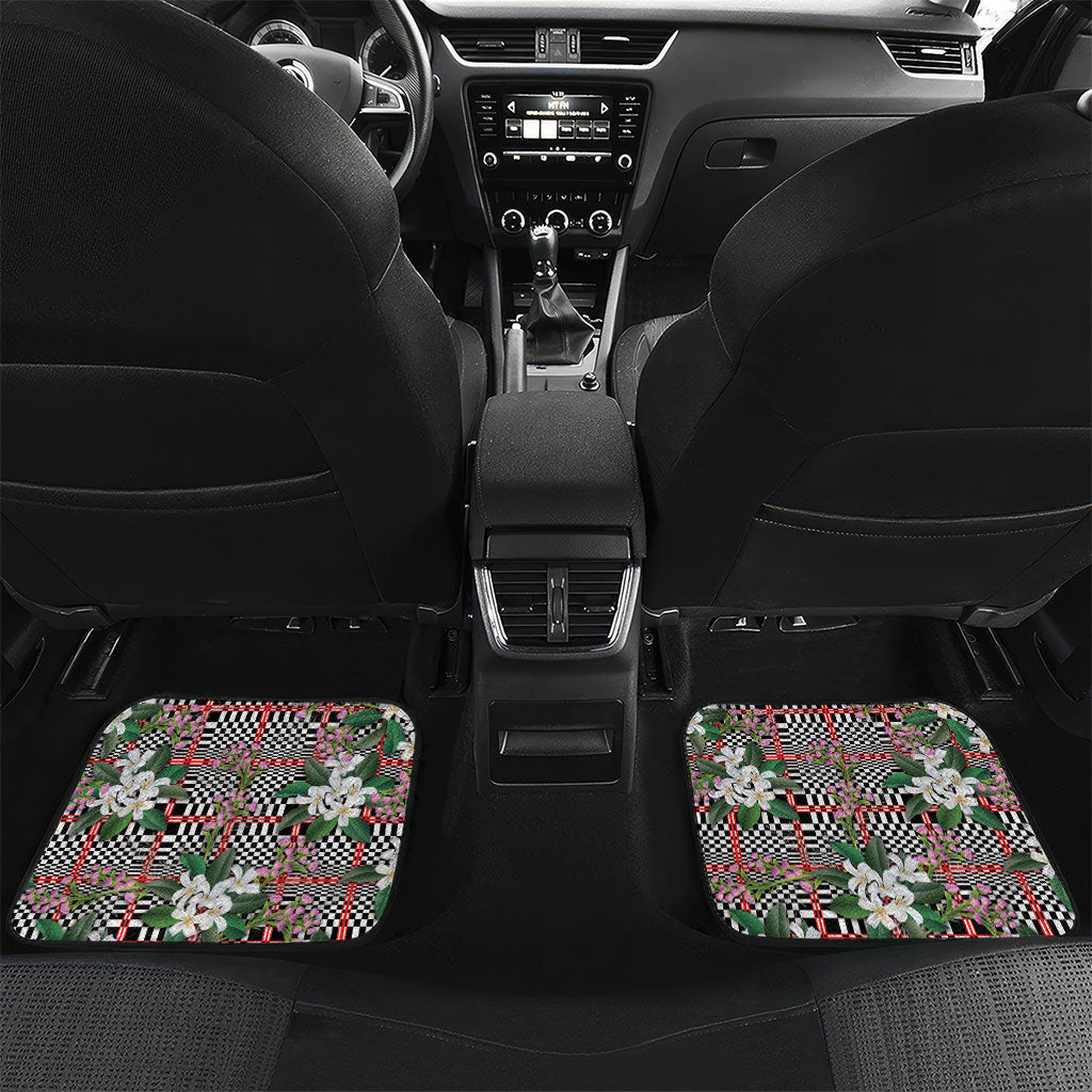 Red Binakol Motifs With Jasminum Sambac Car Mats Mabuhay Philippines Festival DT05 Set 2pcs - Back Red - Polynesian Pride