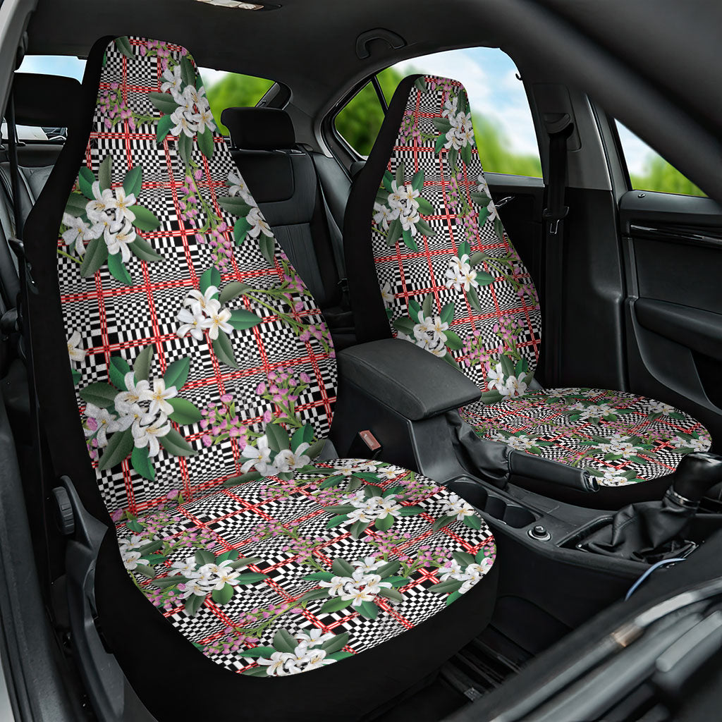 Red Binakol Motifs With Jasminum Sambac Car Seat Cover Mabuhay Philippines Festival DT05 One Size Red - Polynesian Pride